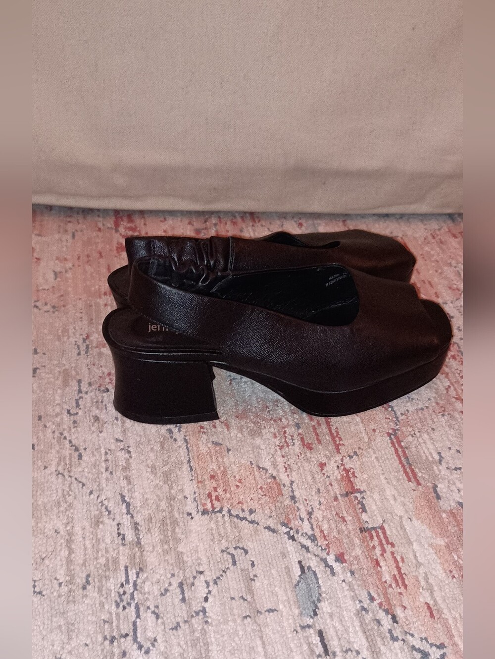 Jeffrey Campbell Black Leather Open-Toe Slingback Platform Heels - Picture 11 of 12